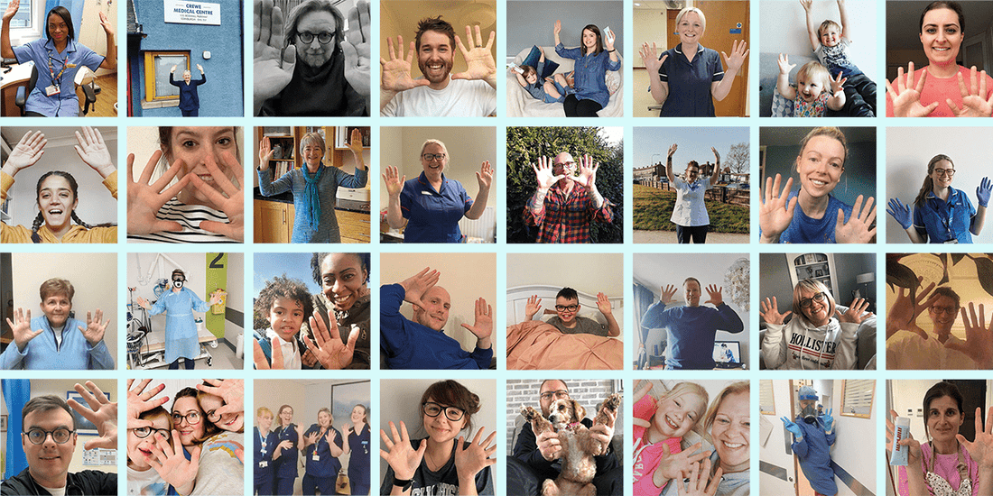 #HandsUpForNurses collage of people